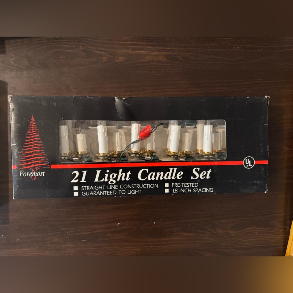 Holiday String Lights with White Candles